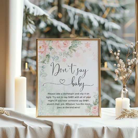 Blush Pink Winter Don't say baby game Poster