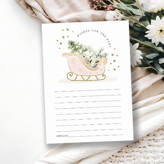 Blush Pink Winter Schlitten Wünsche für Baby Dusch Begleitkarte