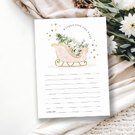 Blush Pink Winter Schlitten Wünsche für Baby Dusch Begleitkarte