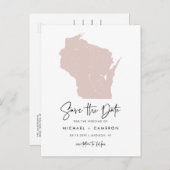 Blush Pink Wisconsin Karte Save the Date (Vorne/Hinten)