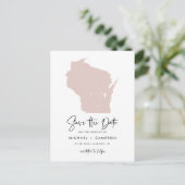 Blush Pink Wisconsin Karte Save the Date (Stehend Vorderseite)