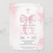Blush pink with cross baptism einladung (Vorne/Hinten)
