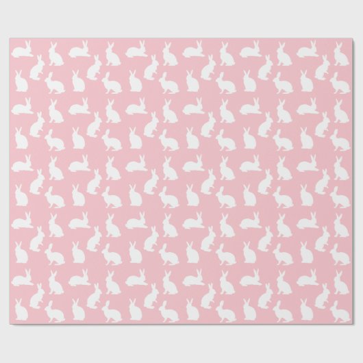 Blush Pink With White Bunny Pattern Lovely Easter Geschenkpapier (Flach)