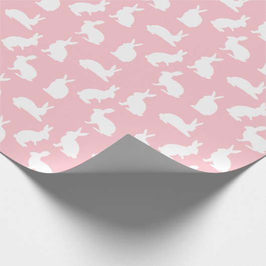Blush Pink With White Bunny Pattern Lovely Easter Geschenkpapier (Ecke)