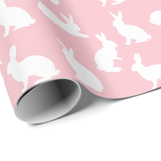Blush Pink With White Bunny Pattern Lovely Easter Geschenkpapier (Rolleneckpunkt)