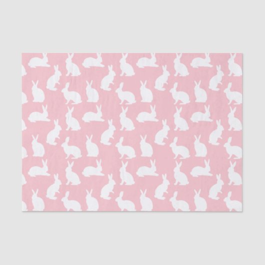 Blush Pink With White Bunny Pattern Pretty Easter Seidenpapier (Vorderseite)