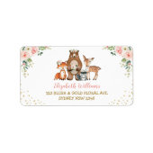 Blush Pink Woodland Tiere Rücksendeadresse Adressaufkleber (Vorne)