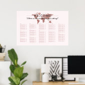 Blush Pink World Map Thema Sitzplan Poster (Heimbüro)