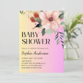 Blush Pink & Yellow Floral Baby Shower Invitation Einladung (Stehend Vorderseite)
