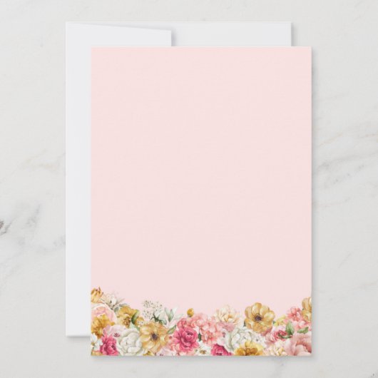 Blush Pink & Yellow Lush Floral & Gown Quinceanera Einladung (Rückseite)