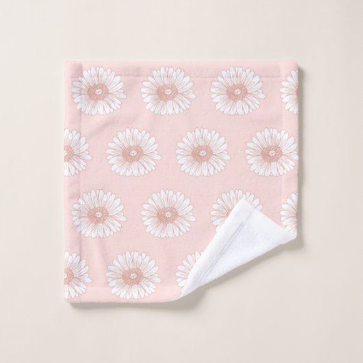 Blush Pink Zeichnend Illustration Blume Muster Badhandtuch Set (Waschlappen)