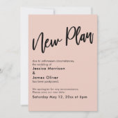 Blush Pink Zurückgezogene Hochzeitsaktualisierungs Einladung (Vorderseite)