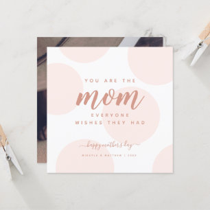Blush PinkPolka Dot Muttertagskarte Foto Flat Card