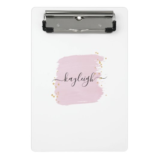 Blush Pinselstriche Gold Punkte Mini Klemmbrett (Vorderseite)