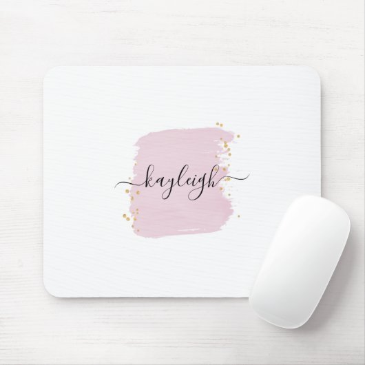 Blush Pinselstriche Gold Punkte Mousepad (Mit Mouse)