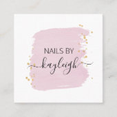 Blush Pinselstriche Gold Punkte Quadratische Visitenkarte (Vorderseite)
