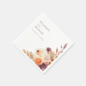 Blush & Plum Fall Floral Wedding Paper Serviette (Ecke)