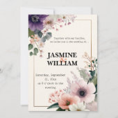 🌹 Blush & Plum Floral Hochzeit Einladung 💐 💒 (Vorderseite)