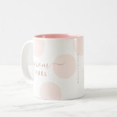 Blush Polka Dot | Einfache personalisierte Umarmun Zweifarbige Tasse (Vorderseite Links)