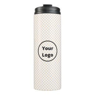 Blush Polka Dots on White Pattern Thermosbecher