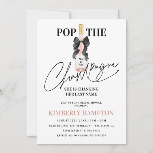 Blush Pop Das Champagner-Brautparty Einladung (Vorderseite)