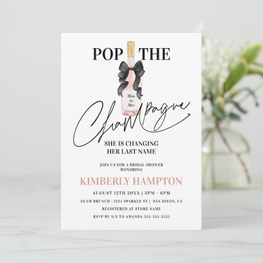 Blush Pop Das Champagner-Brautparty Einladung (Stehend Vorderseite)
