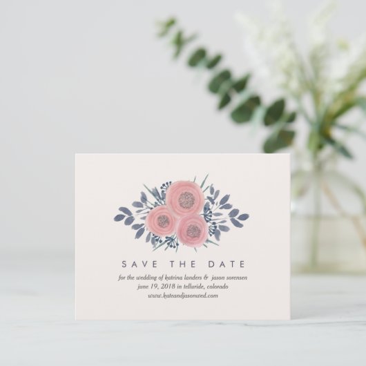 Blush Poppies Speichern Sie die Datumskarten mit F Save The Date (Stehend Vorderseite)