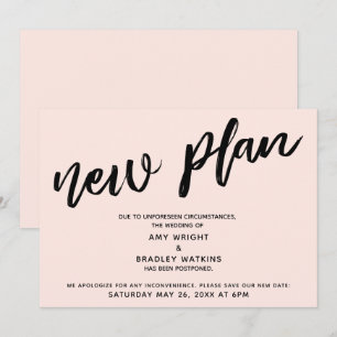 Blush Postpected Wedding Ankündigung Neue Plan Car