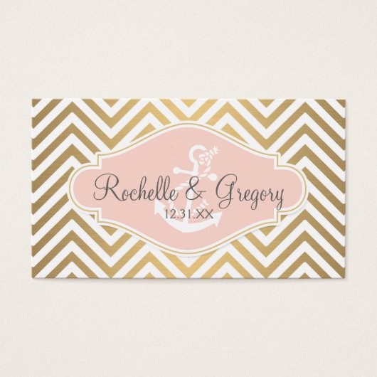 Blush Preppy Zickzack Strip Moderner Nautical Anke (Vorderseite)