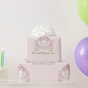Blush Princess Carriage Ankunft bald Baby Dusche Geschenkpapier