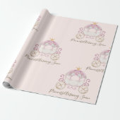 Blush Princess Carriage Ankunft bald Baby Dusche Geschenkpapier (Ungerollt)