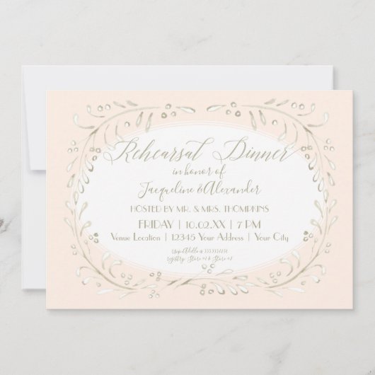 Blush Probe Dinner Modernes Leaf Blätter Kleider Einladung (Vorderseite)