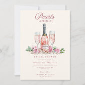 Blush Prosecco Perlen Brautparty-Feier Einladung (Vorderseite)