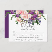 Blush Pum Floral Wedding Meal Choice RSVP Card (Vorne/Hinten)