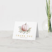 Blush Pumpkin Fall Baby Shower Thank You Card Dankeskarte (Vorderseite)