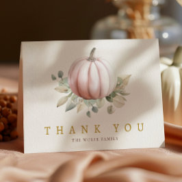 Blush Pumpkin Fall Baby Shower Thank You Card Dankeskarte