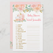 Blush Pumpkin Floral Baby Word Scramble Game (Vorne/Hinten)