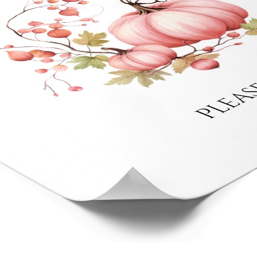 Blush Pumpkin Herbst Berry Baby Dusche Favorit Zei Poster (Ecke)