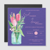 Blush & Purple Floral Mason Jar Wedding Invitation Magneteinladung (Vorne/Hinten)