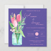 Blush & Purple Floral Mason Jar Wedding Invitation Magneteinladung (Vorderseite)