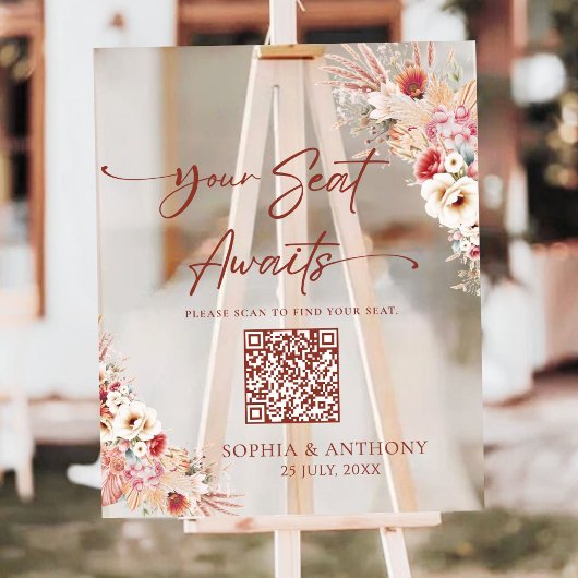 Blush QR Code Ihr Sitz wartet auf akryllisches Zei Acrylschild