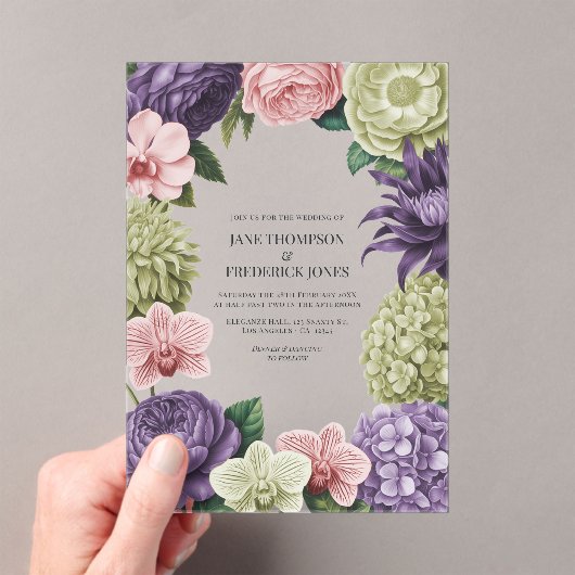 Blush Quartz, Soft Sage & Cloud Mauve Hochzeit Acryleinladungen (Insitu (Handheld))