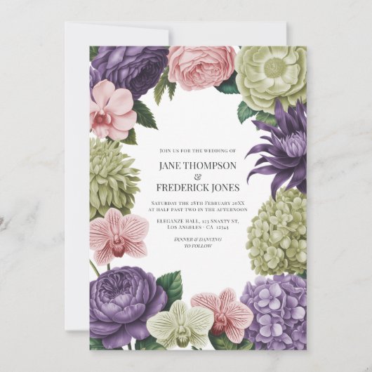 Blush Quartz, Soft Sage & Cloud Mauve Wedding Einladung (Vorderseite)