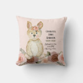 Blush Rabbit Floral Rose Girl Baby Birth Stats Kissen (Vorderseite)