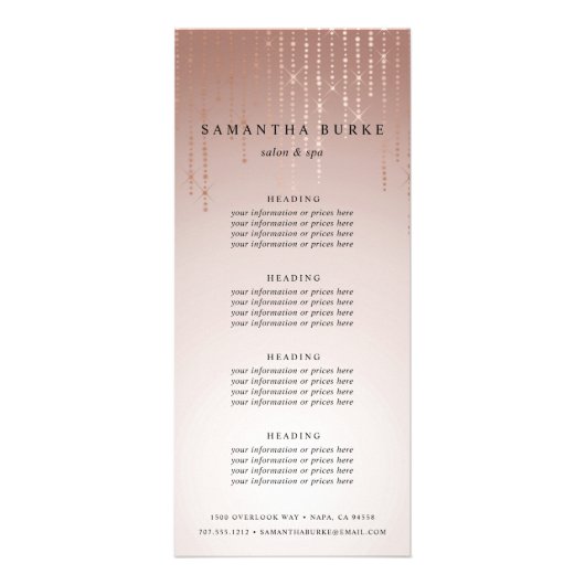 Blush Rain | Preise oder Dienstleistungen Werbekarte (Vorne)