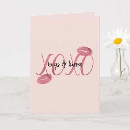 Blush Red Pink XOXO Lips Kisses Karte (Kleine Pflanze)