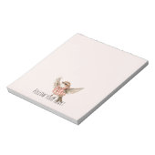 Blush Red Plaid Stripes Bird Notizblock (Rotiert)