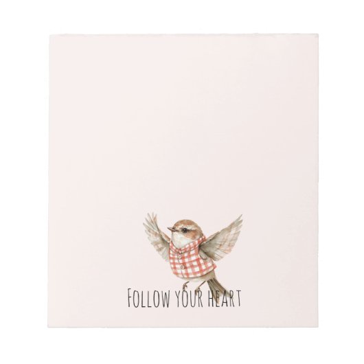 Blush Red Plaid Stripes Bird Notizblock (Vorderseite)