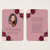 Blush Red Silver Gedenkkarte Beerdigungskarte (Vorne & Hinten)