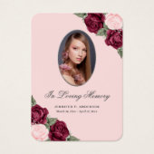 Blush Red Silver Gedenkkarte Beerdigungskarte (Vorderseite)